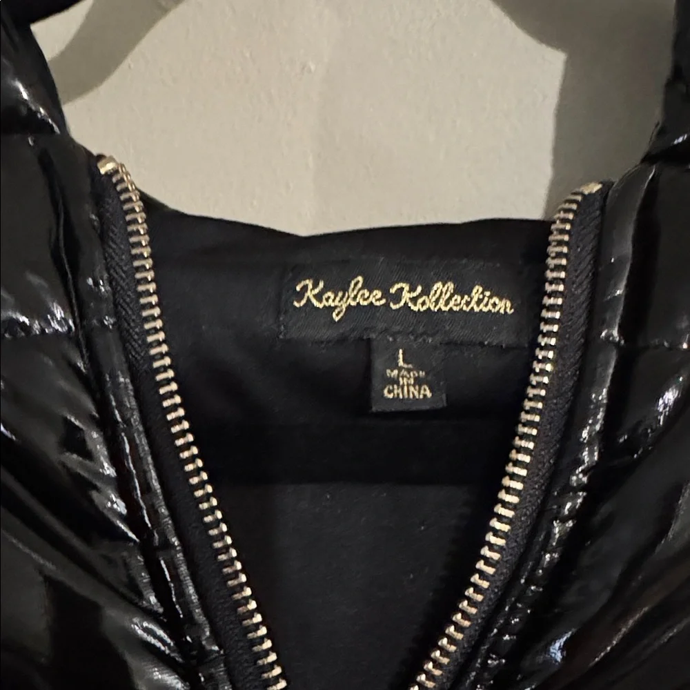 Kaylee Kollection Glossy Crop Jacket Black Size Large Streetwear